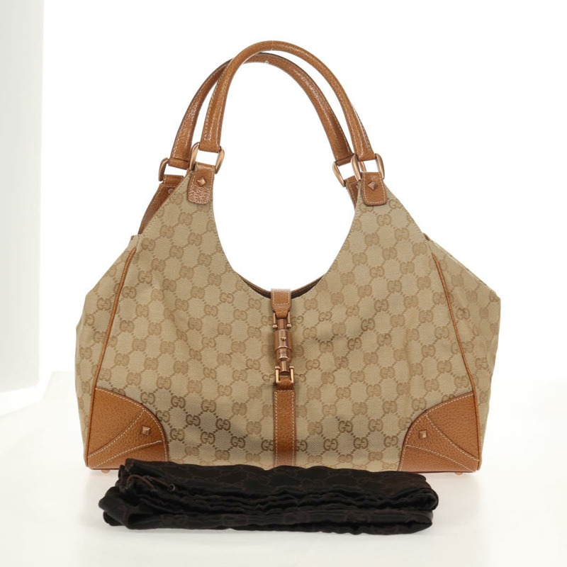 【日本直送】GUCCI GG帆布新款Jackie手提包 米棕色 124404 正品 am9693V-23