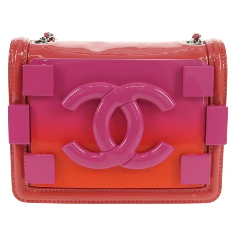 【日本直送】香奈兒樂高男孩鏈單背包琺瑯粉紅銀色雙C標誌正品 152449AV-1