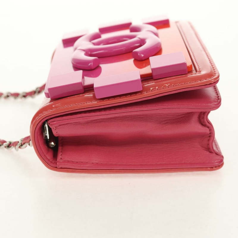 【日本直送】香奈兒樂高男孩鏈單背包琺瑯粉紅銀色雙C標誌正品 152449AV-3