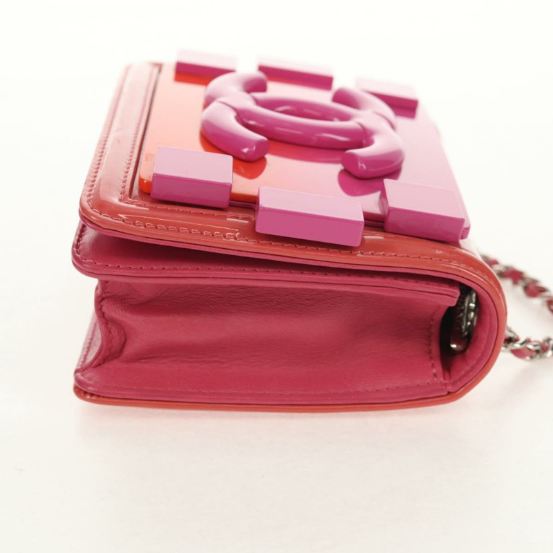 【日本直送】香奈兒樂高男孩鏈單背包琺瑯粉紅銀色雙C標誌正品 152449AV-4