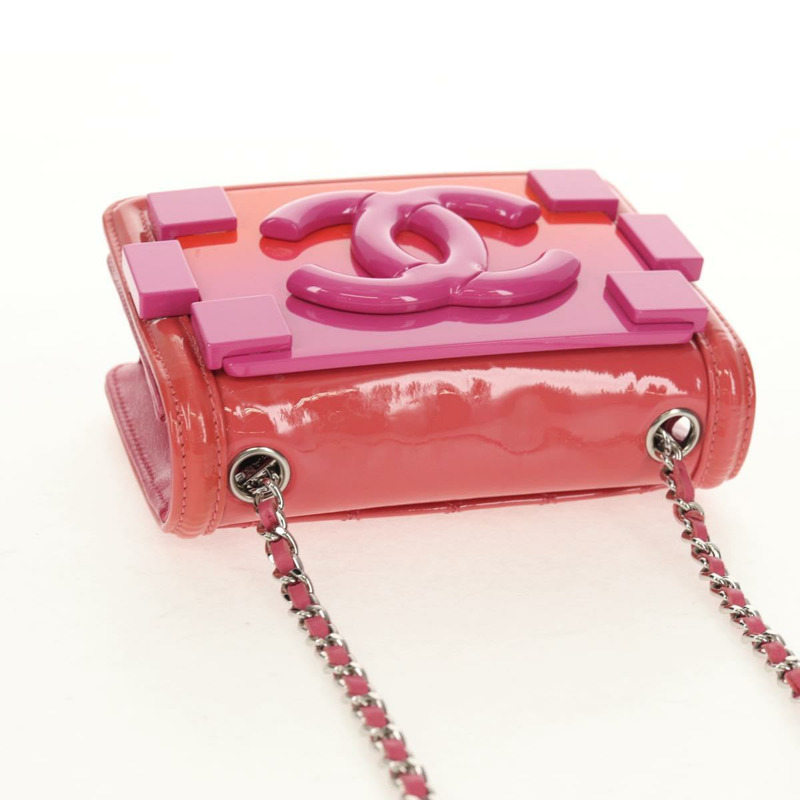 【日本直送】香奈兒樂高男孩鏈單背包琺瑯粉紅銀色雙C標誌正品 152449AV-5