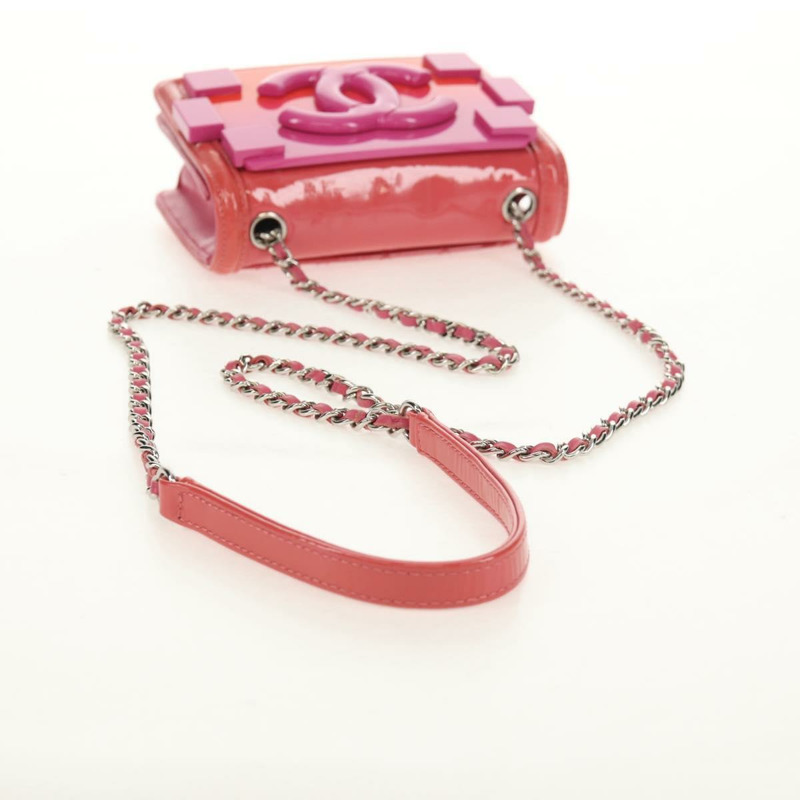 【日本直送】香奈兒樂高男孩鏈單背包琺瑯粉紅銀色雙C標誌正品 152449AV-6