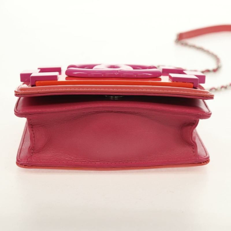 【日本直送】香奈兒樂高男孩鏈單背包琺瑯粉紅銀色雙C標誌正品 152449AV-8