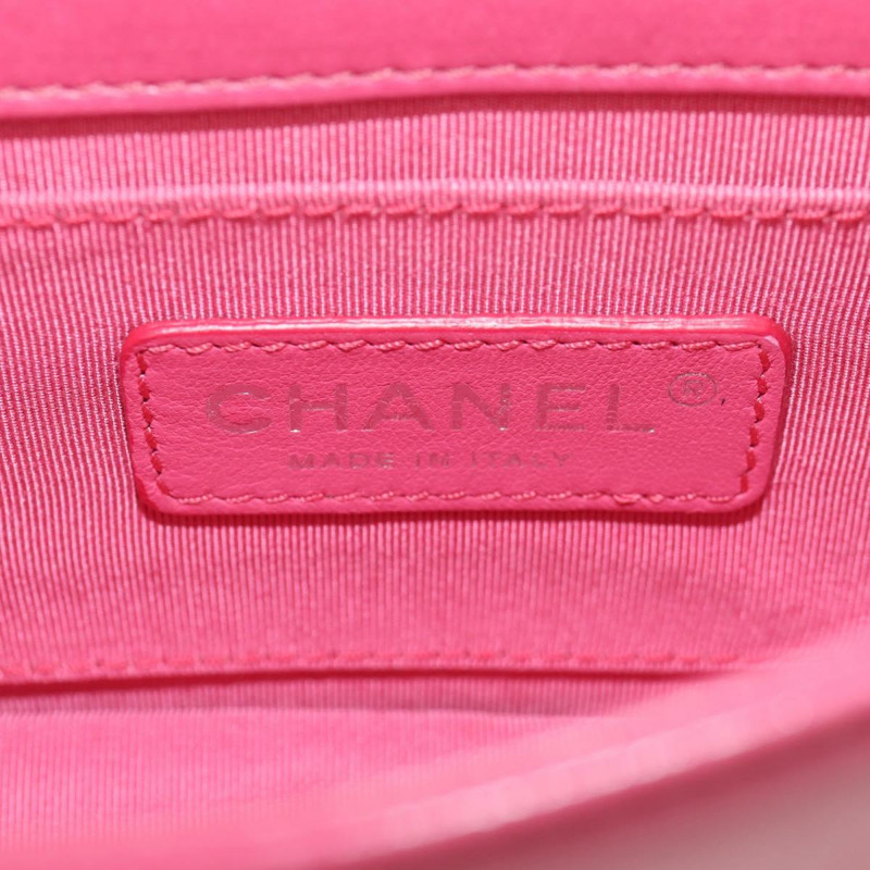 【日本直送】香奈兒樂高男孩鏈單背包琺瑯粉紅銀色雙C標誌正品 152449AV-15