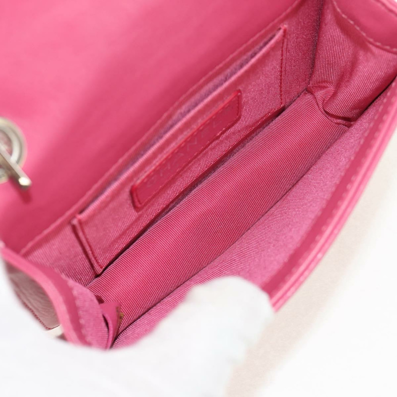 【日本直送】香奈兒樂高男孩鏈單背包琺瑯粉紅銀色雙C標誌正品 152449AV-16