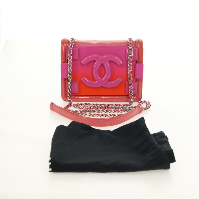 【日本直送】香奈兒樂高男孩鏈單背包琺瑯粉紅銀色雙C標誌正品 152449AV-23