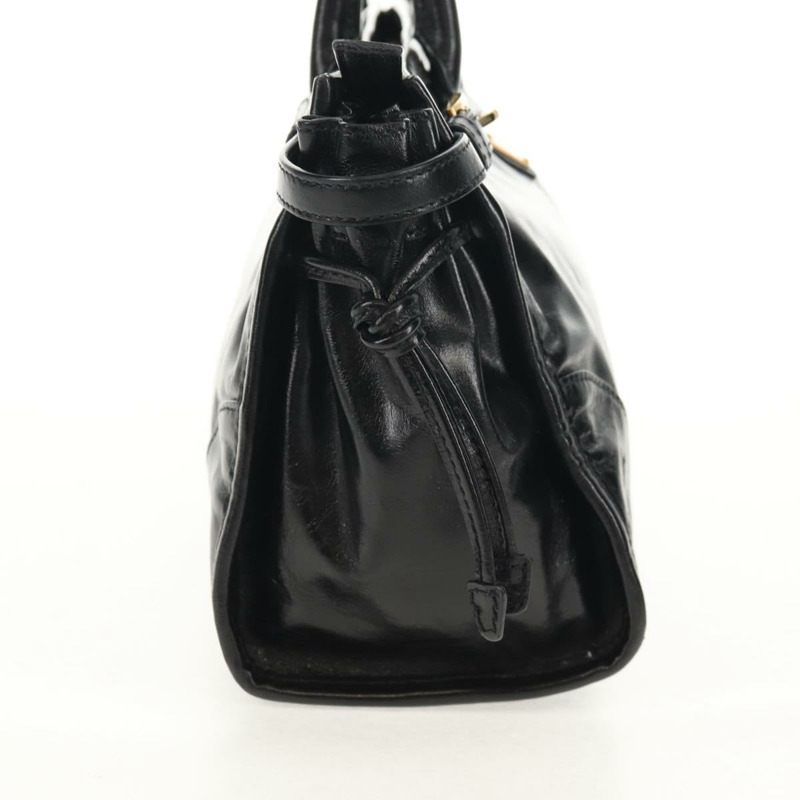 【日本直送】PRADA Bonnie 中型手提包，黑色金色真皮，正品 yk19606M-4