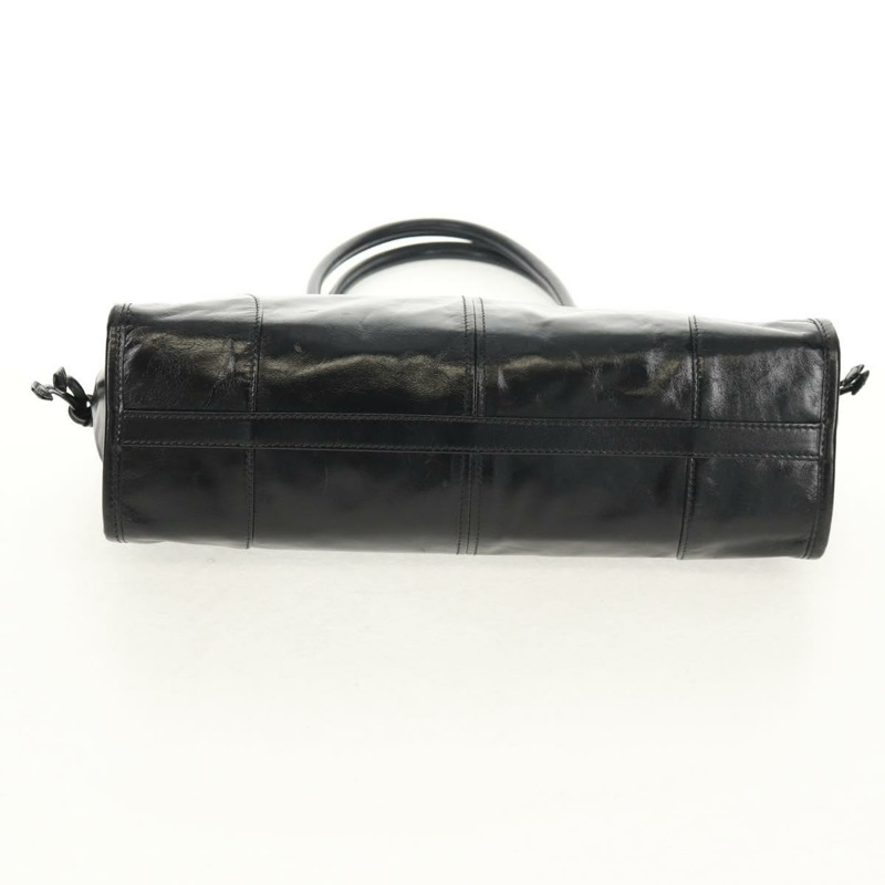 【日本直送】PRADA Bonnie 中型手提包，黑色金色真皮，正品 yk19606M-8
