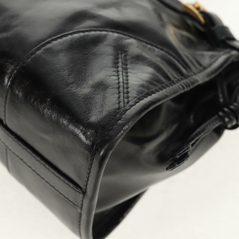 【日本直送】PRADA Bonnie 中型手提包，黑色金色真皮，正品 yk19606M-10