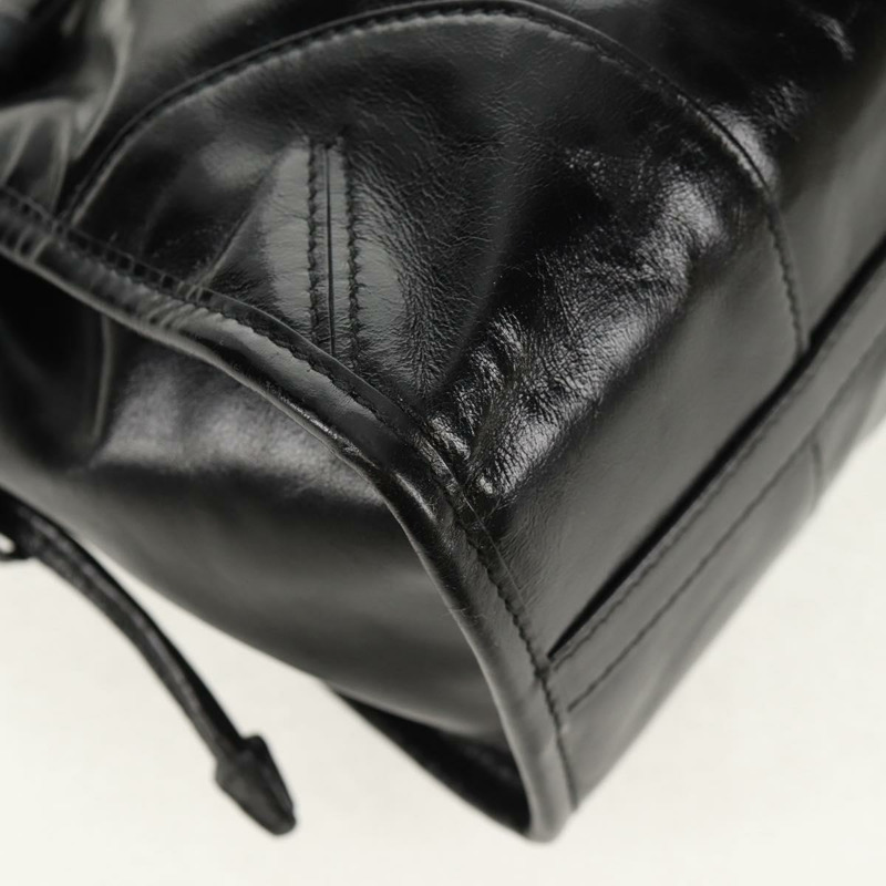 【日本直送】PRADA Bonnie 中型手提包，黑色金色真皮，正品 yk19606M-11