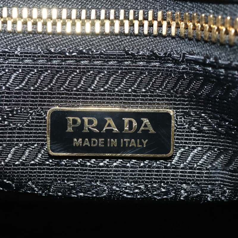 【日本直送】PRADA Bonnie 中型手提包，黑色金色真皮，正品 yk19606M-15