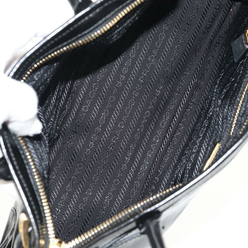 【日本直送】PRADA Bonnie 中型手提包，黑色金色真皮，正品 yk19606M-16