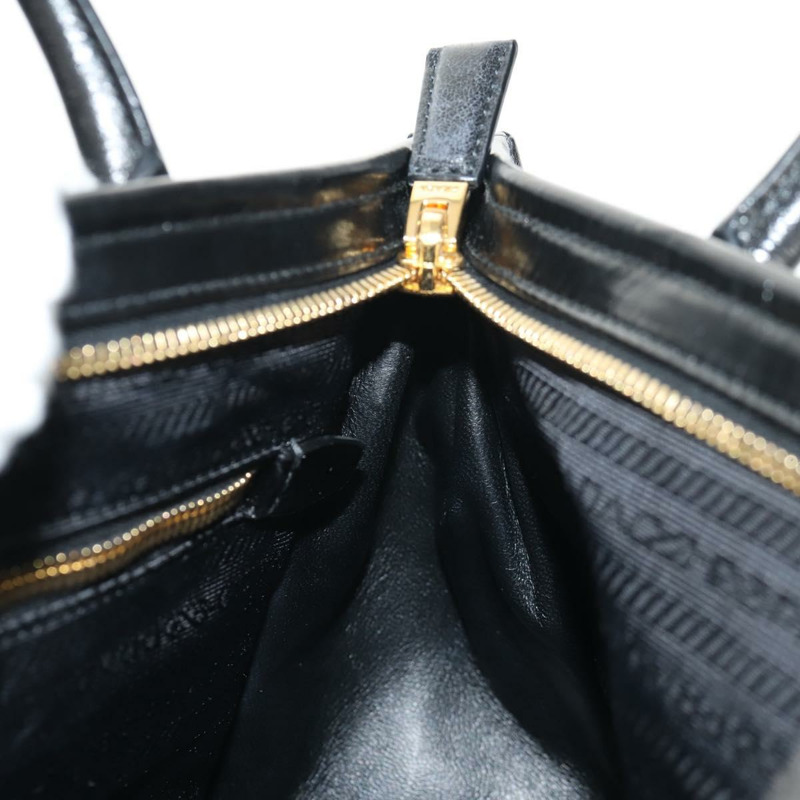 【日本直送】PRADA Bonnie 中型手提包，黑色金色真皮，正品 yk19606M-18