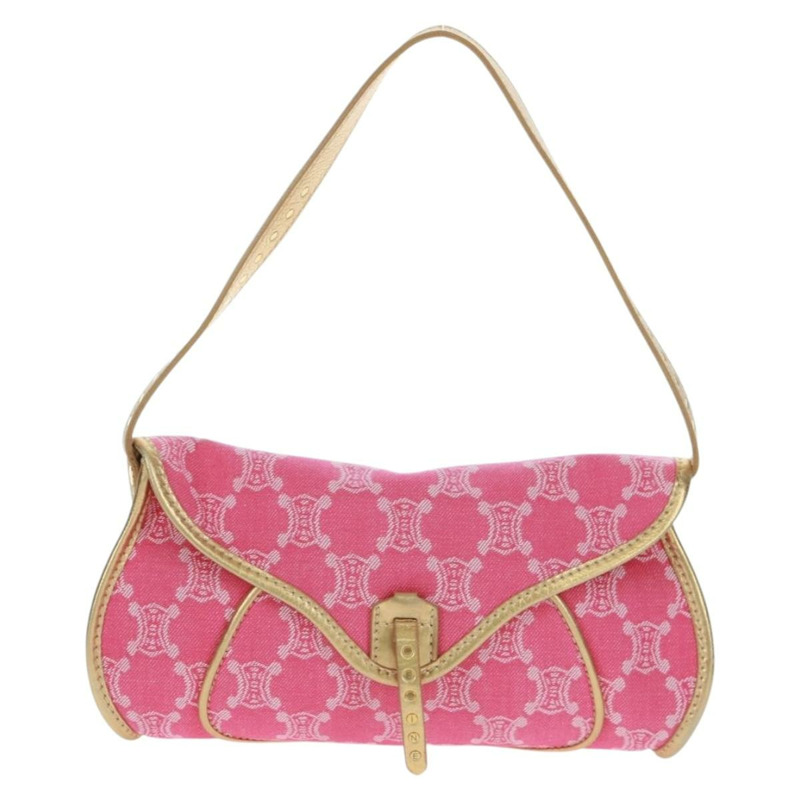 【日本直送】CELINE Paris Macadam帆布單肩包 牛仔粉金配色 正品 am10452V-1