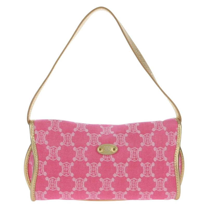 【日本直送】CELINE Paris Macadam帆布單肩包 牛仔粉金配色 正品 am10452V-2