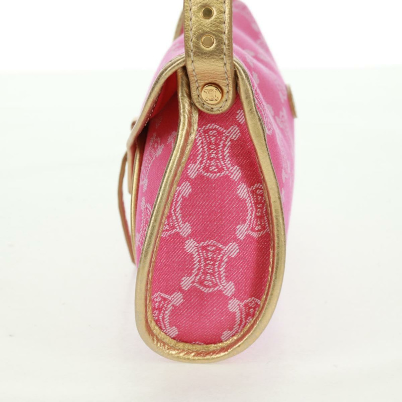 【日本直送】CELINE Paris Macadam帆布單肩包 牛仔粉金配色 正品 am10452V-3