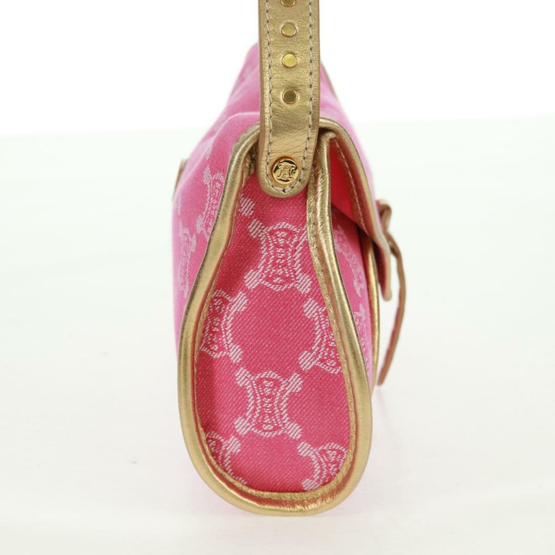 【日本直送】CELINE Paris Macadam帆布單肩包 牛仔粉金配色 正品 am10452V-4