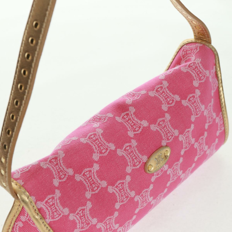 【日本直送】CELINE Paris Macadam帆布單肩包 牛仔粉金配色 正品 am10452V-5