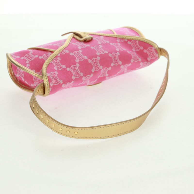 【日本直送】CELINE Paris Macadam帆布單肩包 牛仔粉金配色 正品 am10452V-6