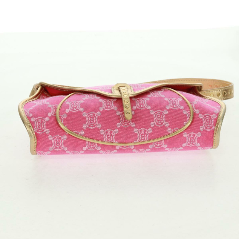 【日本直送】CELINE Paris Macadam帆布單肩包 牛仔粉金配色 正品 am10452V-8