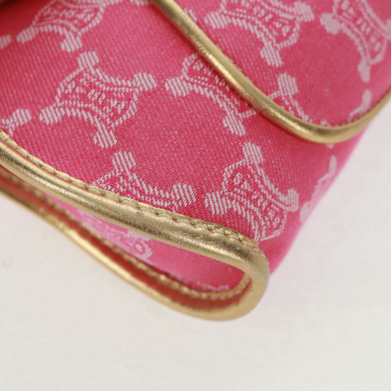 【日本直送】CELINE Paris Macadam帆布單肩包 牛仔粉金配色 正品 am10452V-9