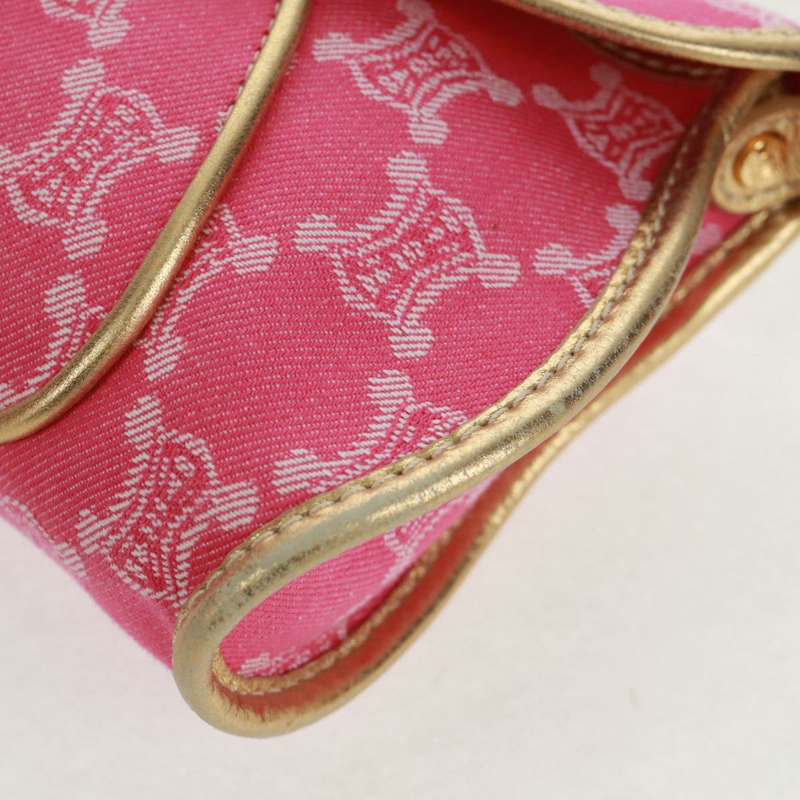 【日本直送】CELINE Paris Macadam帆布單肩包 牛仔粉金配色 正品 am10452V-10