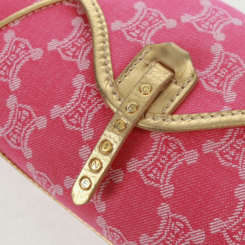 【日本直送】CELINE Paris Macadam帆布單肩包 牛仔粉金配色 正品 am10452V-14