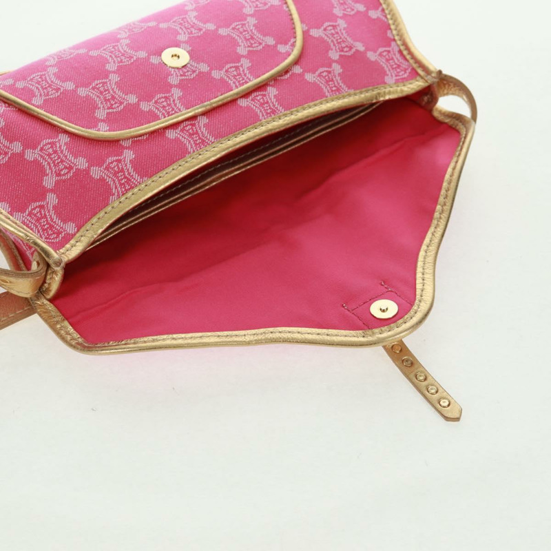 【日本直送】CELINE Paris Macadam帆布單肩包 牛仔粉金配色 正品 am10452V-15