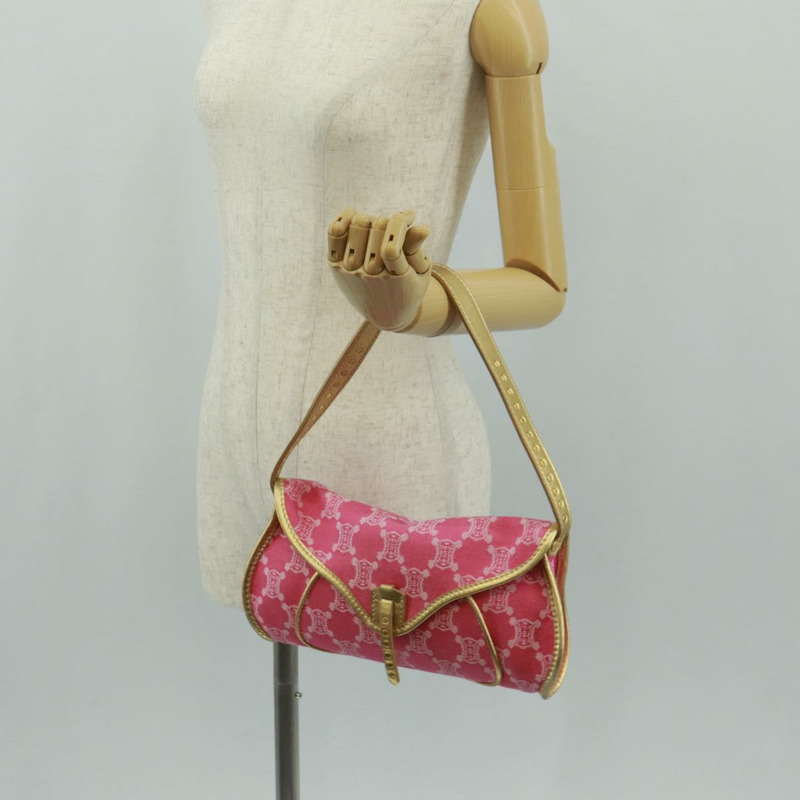 【日本直送】CELINE Paris Macadam帆布單肩包 牛仔粉金配色 正品 am10452V-22