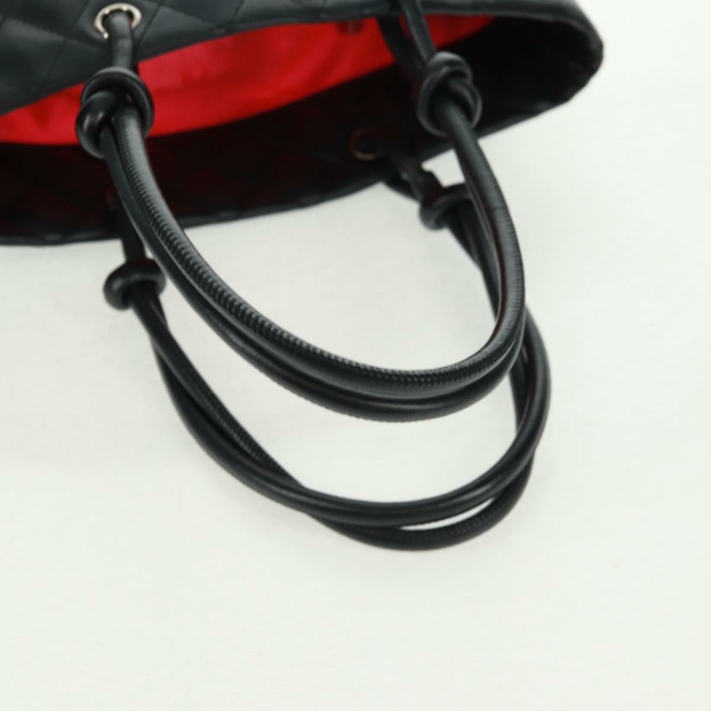 【日本直送】香奈兒 Cambon 系列托特包,羊皮材質,黑色銀色雙C標誌,正品 am10535V-6