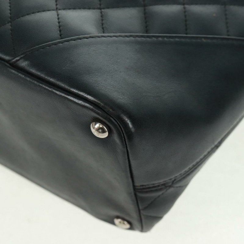 【日本直送】香奈兒 Cambon 系列托特包,羊皮材質,黑色銀色雙C標誌,正品 am10535V-10