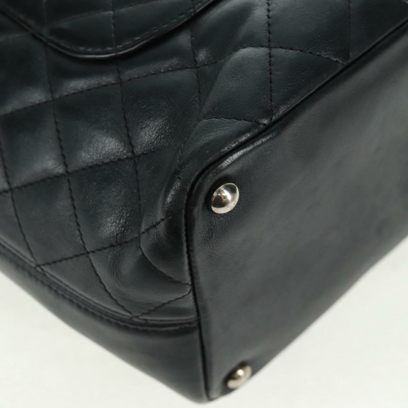 【日本直送】香奈兒 Cambon 系列托特包,羊皮材質,黑色銀色雙C標誌,正品 am10535V-11