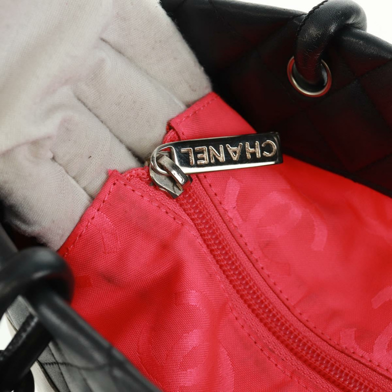 【日本直送】香奈兒 Cambon 系列托特包,羊皮材質,黑色銀色雙C標誌,正品 am10535V-14