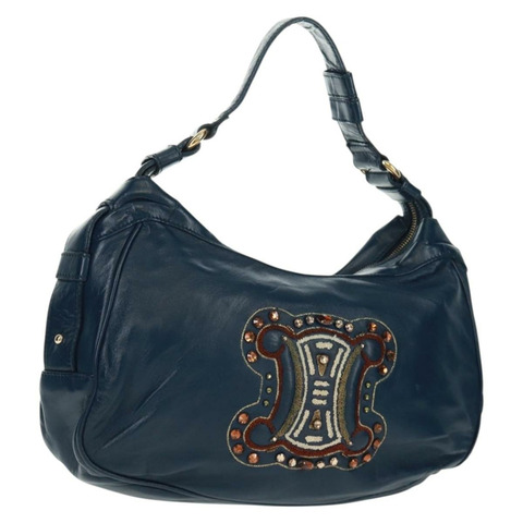 CELINE 手提包 皮革 海軍藍 金色 正品 SW1962V