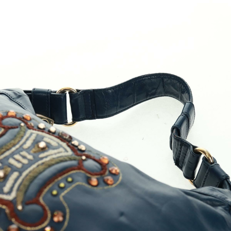 【日本直送】CELINE 手提包 皮革 海軍藍 金色 正品 SW1962V-7