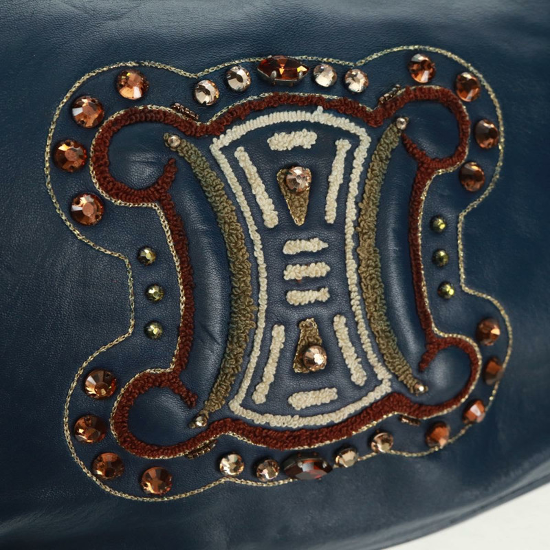 【日本直送】CELINE 手提包 皮革 海軍藍 金色 正品 SW1962V-13