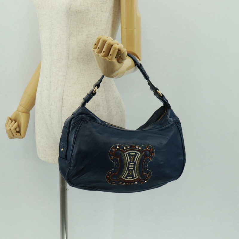 【日本直送】CELINE 手提包 皮革 海軍藍 金色 正品 SW1962V-23