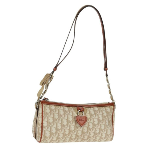 Christian Dior Trotter帆布浪漫鏈條包 PVC米色銀色 正品 168218SAV