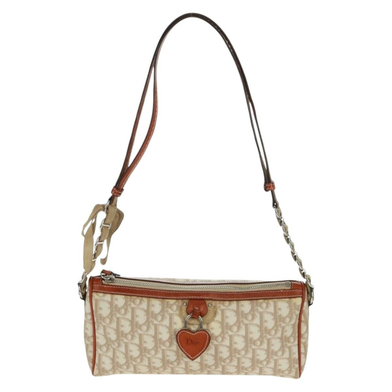 【日本直送】Christian Dior Trotter帆布浪漫鏈條包 PVC米色銀色 正品 168218SAV-1