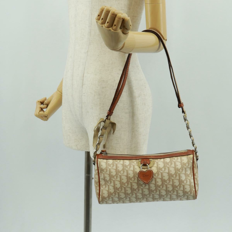 【日本直送】Christian Dior Trotter帆布浪漫鏈條包 PVC米色銀色 正品 168218SAV-24