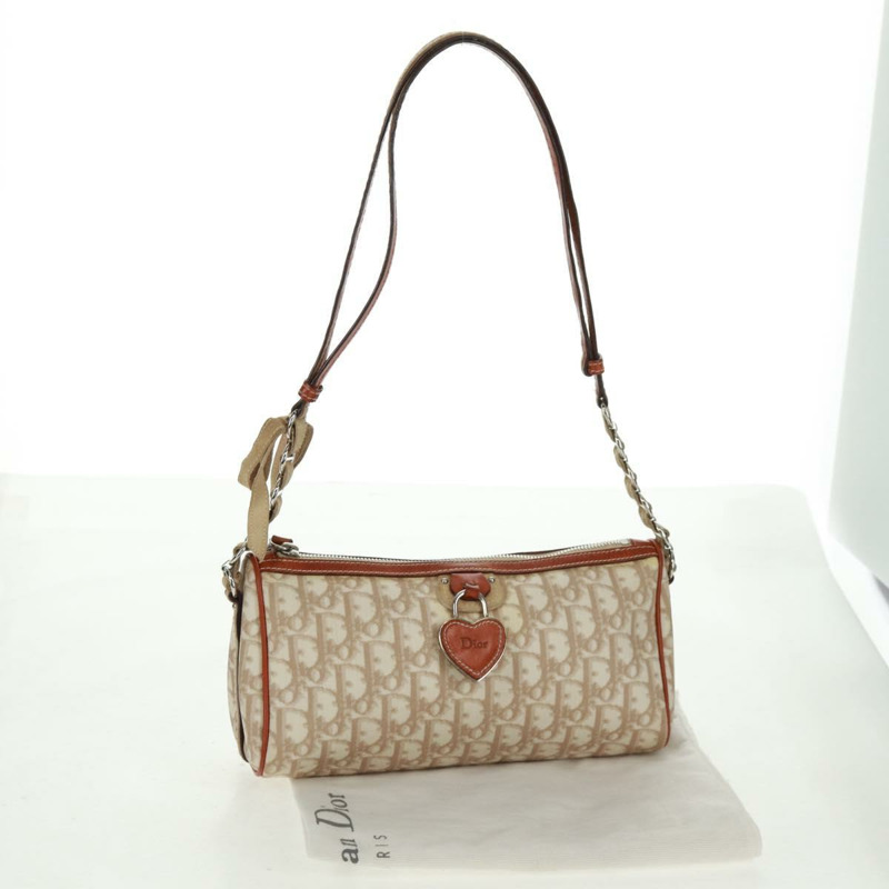 【日本直送】Christian Dior Trotter帆布浪漫鏈條包 PVC米色銀色 正品 168218SAV-25