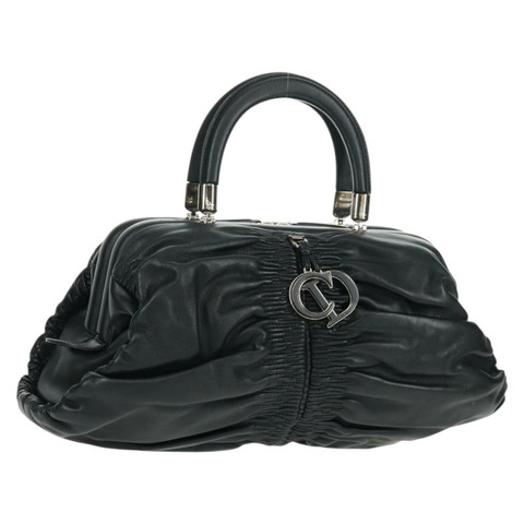 Christian Dior Karenina 手提包，黑色銀色真皮，正品，貨號 168453SAV