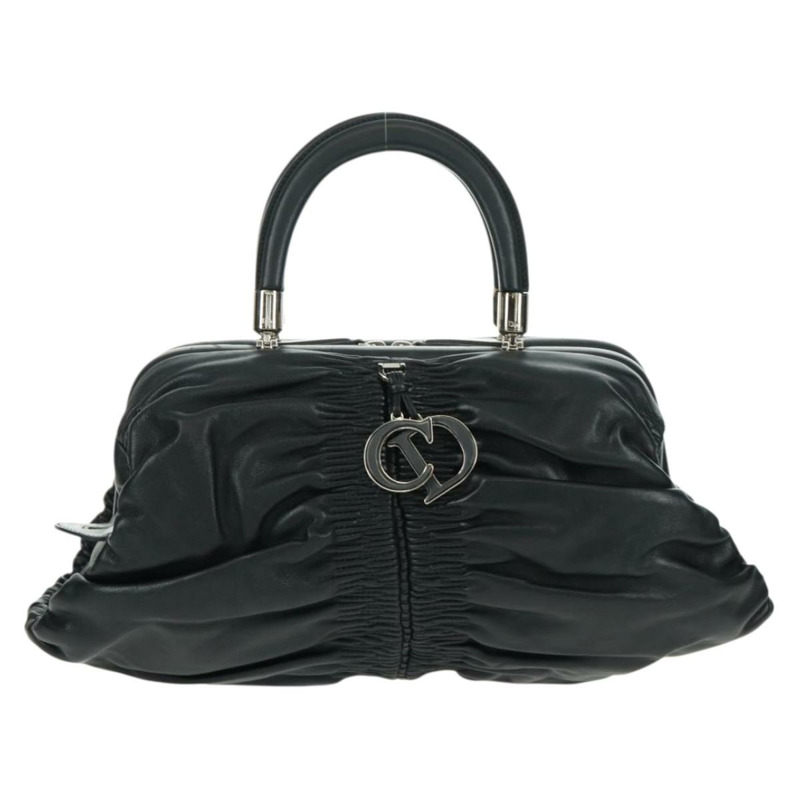 【日本直送】Christian Dior Karenina 手提包，黑色銀色真皮，正品，貨號 168453SAV-1