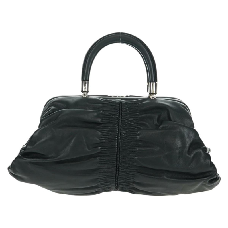 【日本直送】Christian Dior Karenina 手提包，黑色銀色真皮，正品，貨號 168453SAV-2