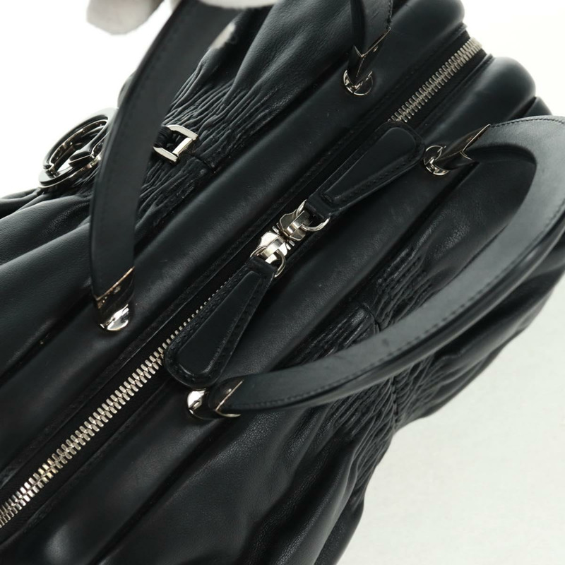 【日本直送】Christian Dior Karenina 手提包，黑色銀色真皮，正品，貨號 168453SAV-5