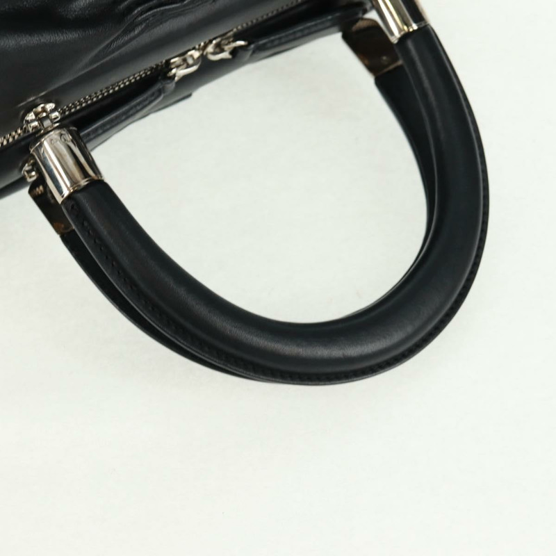 【日本直送】Christian Dior Karenina 手提包，黑色銀色真皮，正品，貨號 168453SAV-6