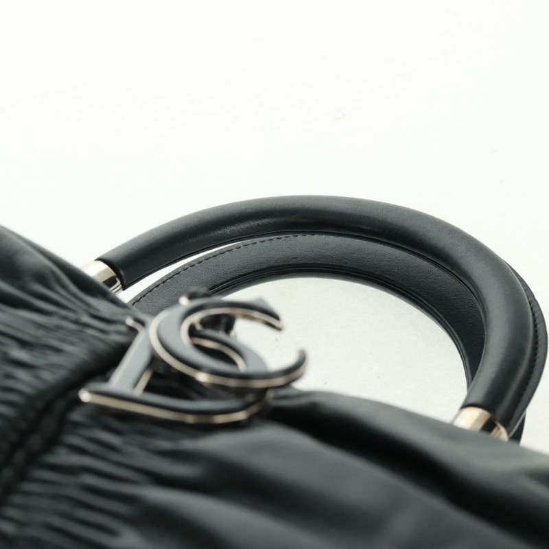 【日本直送】Christian Dior Karenina 手提包，黑色銀色真皮，正品，貨號 168453SAV-7