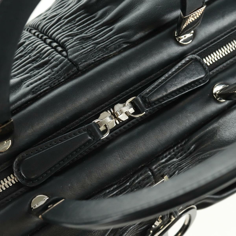 【日本直送】Christian Dior Karenina 手提包，黑色銀色真皮，正品，貨號 168453SAV-14