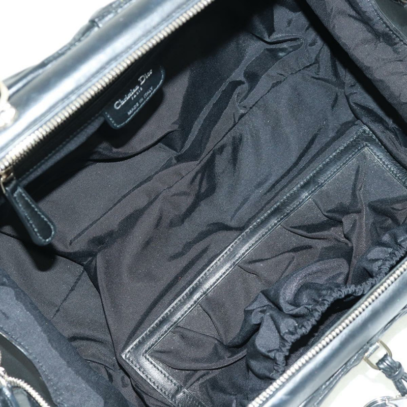 【日本直送】Christian Dior Karenina 手提包，黑色銀色真皮，正品，貨號 168453SAV-16