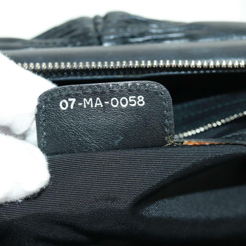 【日本直送】Christian Dior Karenina 手提包，黑色銀色真皮，正品，貨號 168453SAV-22